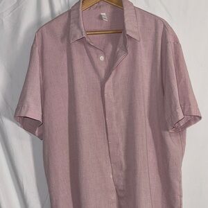 Men's Pink Short Sleeve button up Shirt